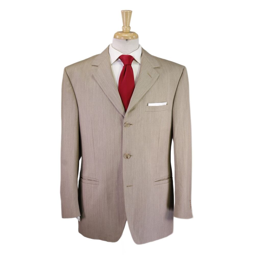 Versace Classic V2 Vintage Mens Light Brown 3-Btn Wool Suit 40R